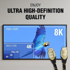 8K HDMI Cable 2.1 | 48Gbps, 6.6FT | Ultra High Speed, Earc, Ethernet, VRR, Gold