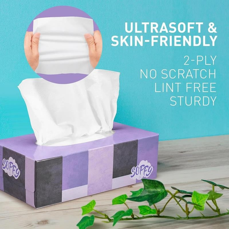 Facial Tissue Paper 130 Tissues per Box, 6 Boxes Car and Travel Tissue Packs