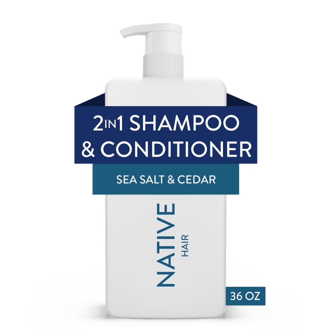 Native 2 in 1 Shampoo and Conditioner, Sea Salt and Cedar, Sulfate Free, 36 Fl Oz