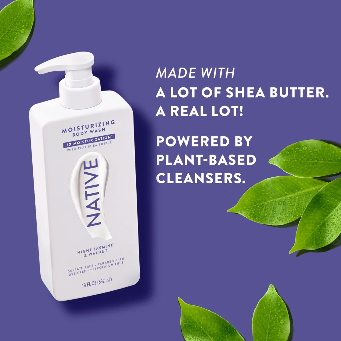 NATIVE Night Jasmine & Walnut Moisturizing Body Wash 18Oz