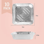 Aluminum Foil Baking Pans 9" X 9" X 2" Square Tin Foil Cake Pan for Ovens
