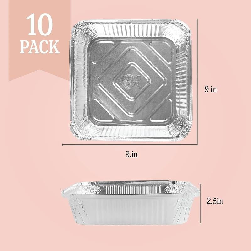 Aluminum Foil Baking Pans 9" X 9" X 2" Square Tin Foil Cake Pan for Ovens