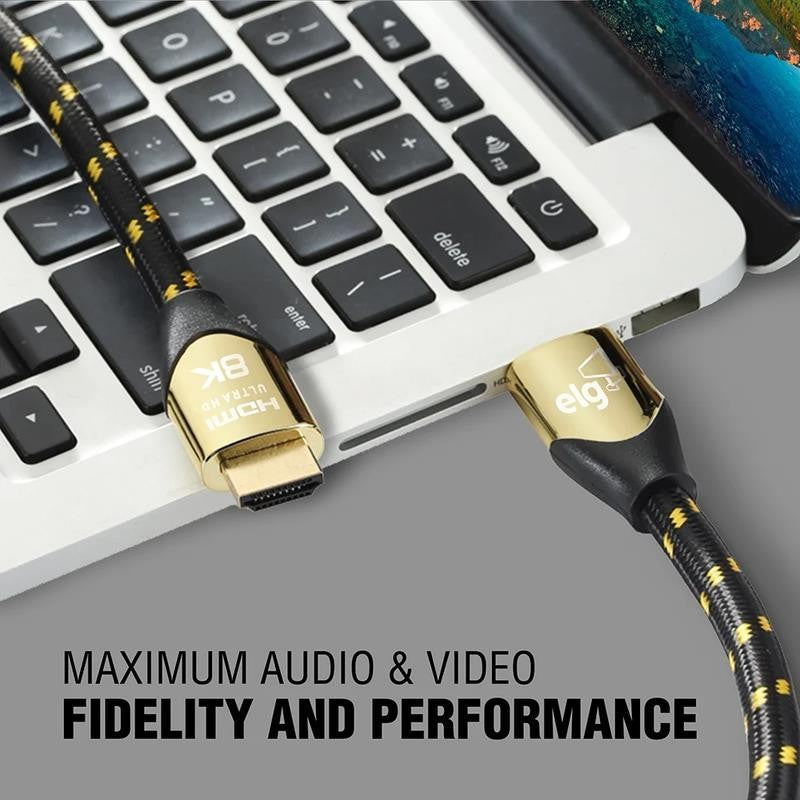8K HDMI Cable 2.1 | 48Gbps, 6.6FT | Ultra High Speed, Earc, Ethernet, VRR, Gold