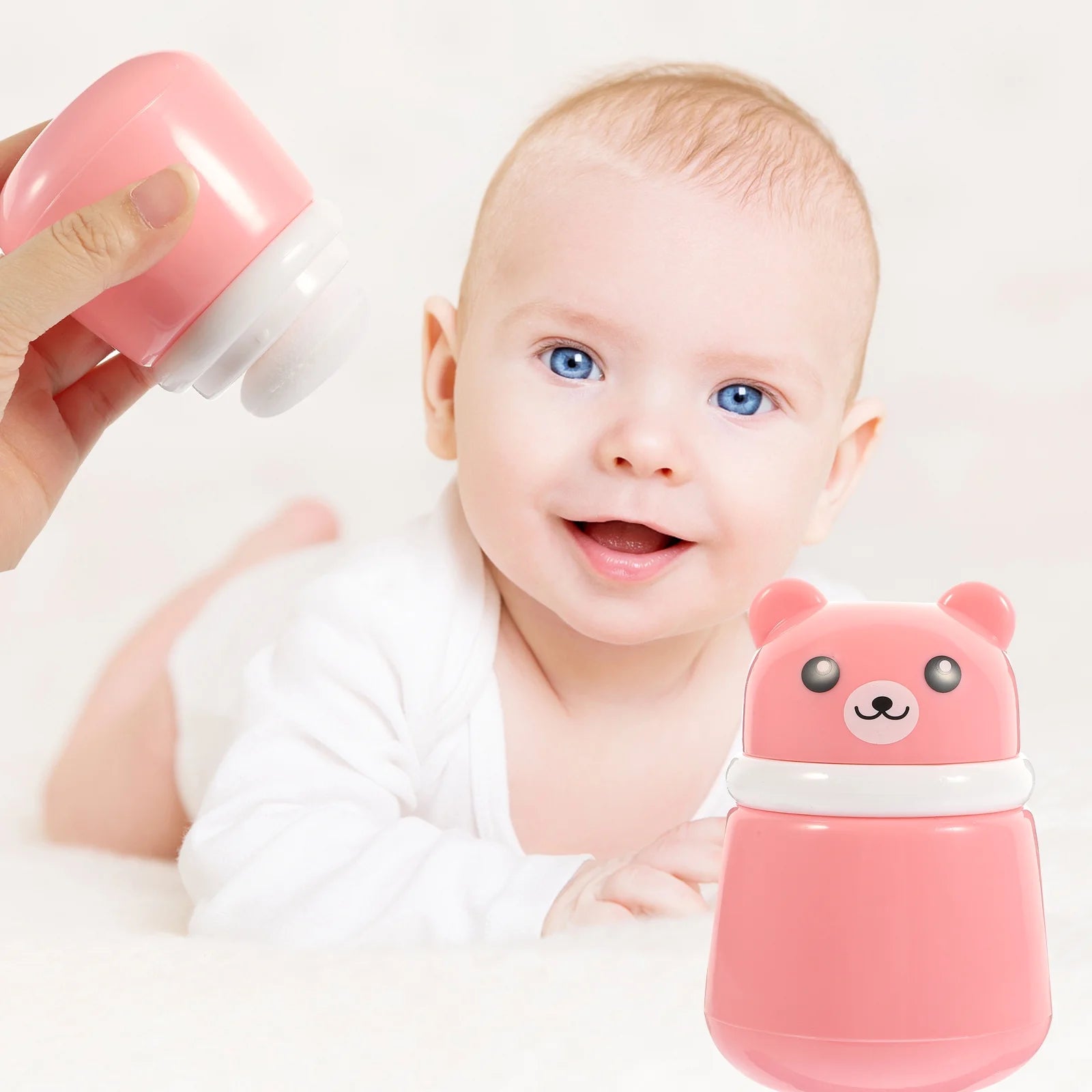 Baby Powder Bottle Cute Bear Powder Puff Box Fun Powder Puff Container