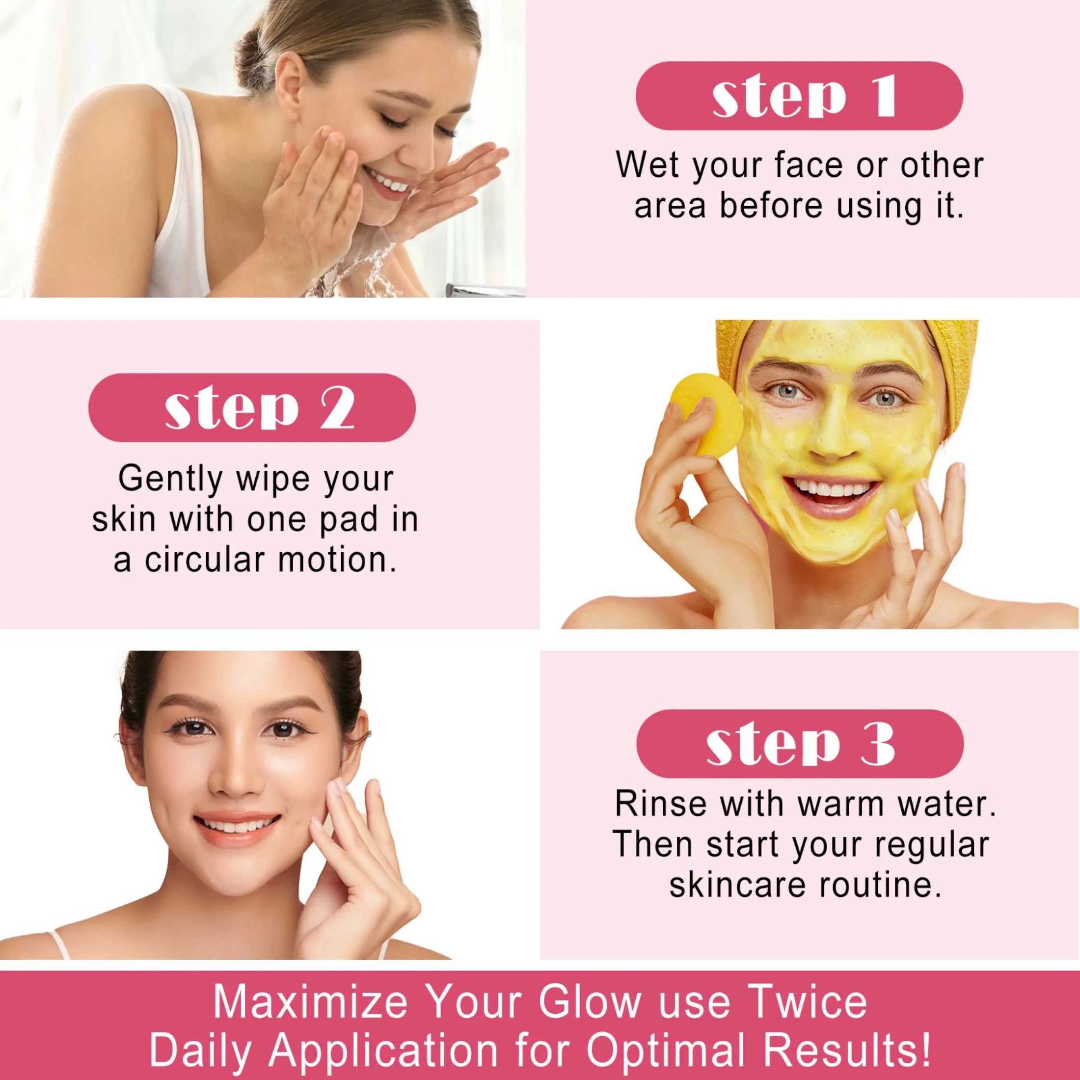 60PCS Turmeric Kojic Acid Cleansing Pads, Face Skin Care, Remove Oil, Exfoliation,For All Skin Type.
