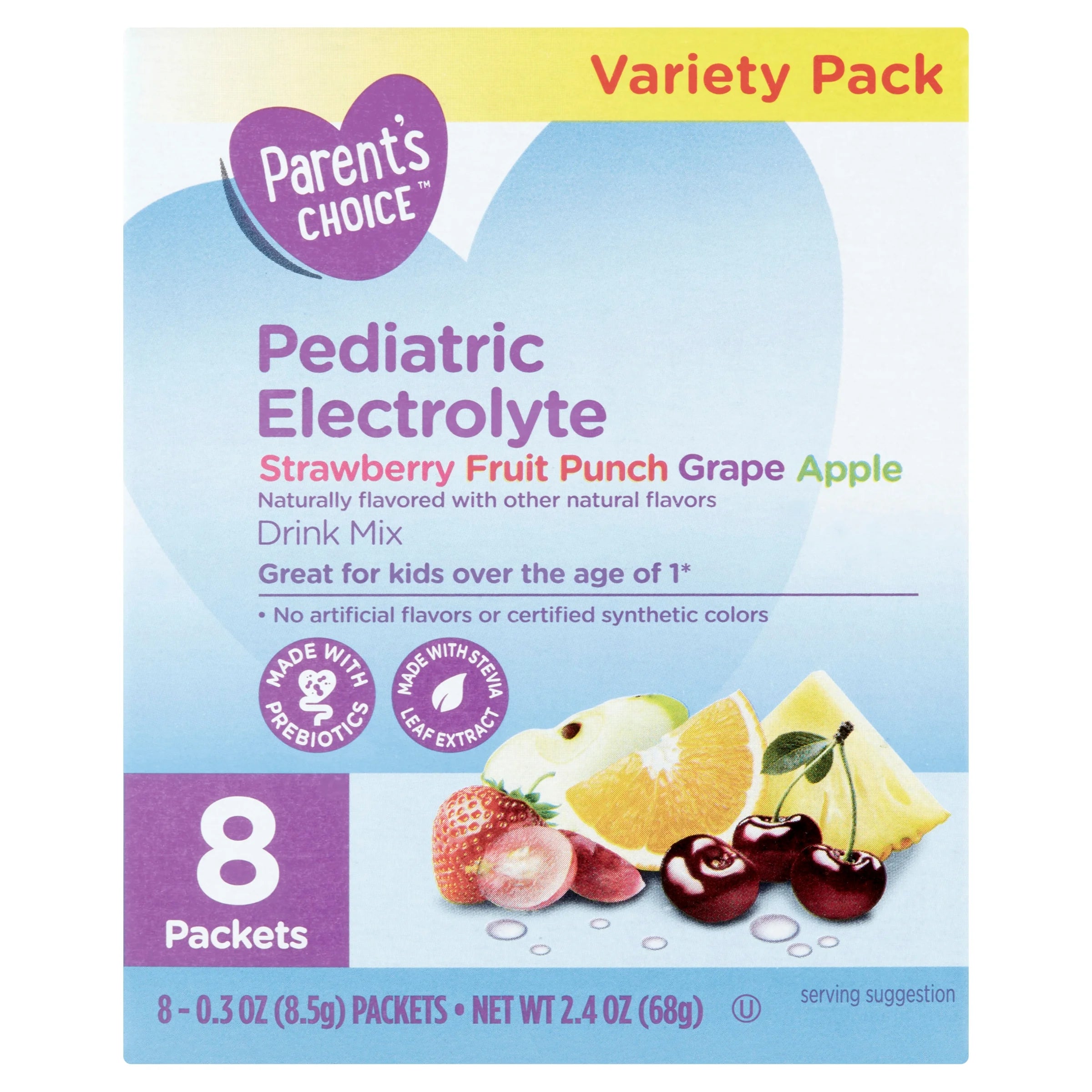 Parent'S Choice Pediatric Electrolyte Drink Mix, Variety Pack, 2.4 Oz (8 Pack)