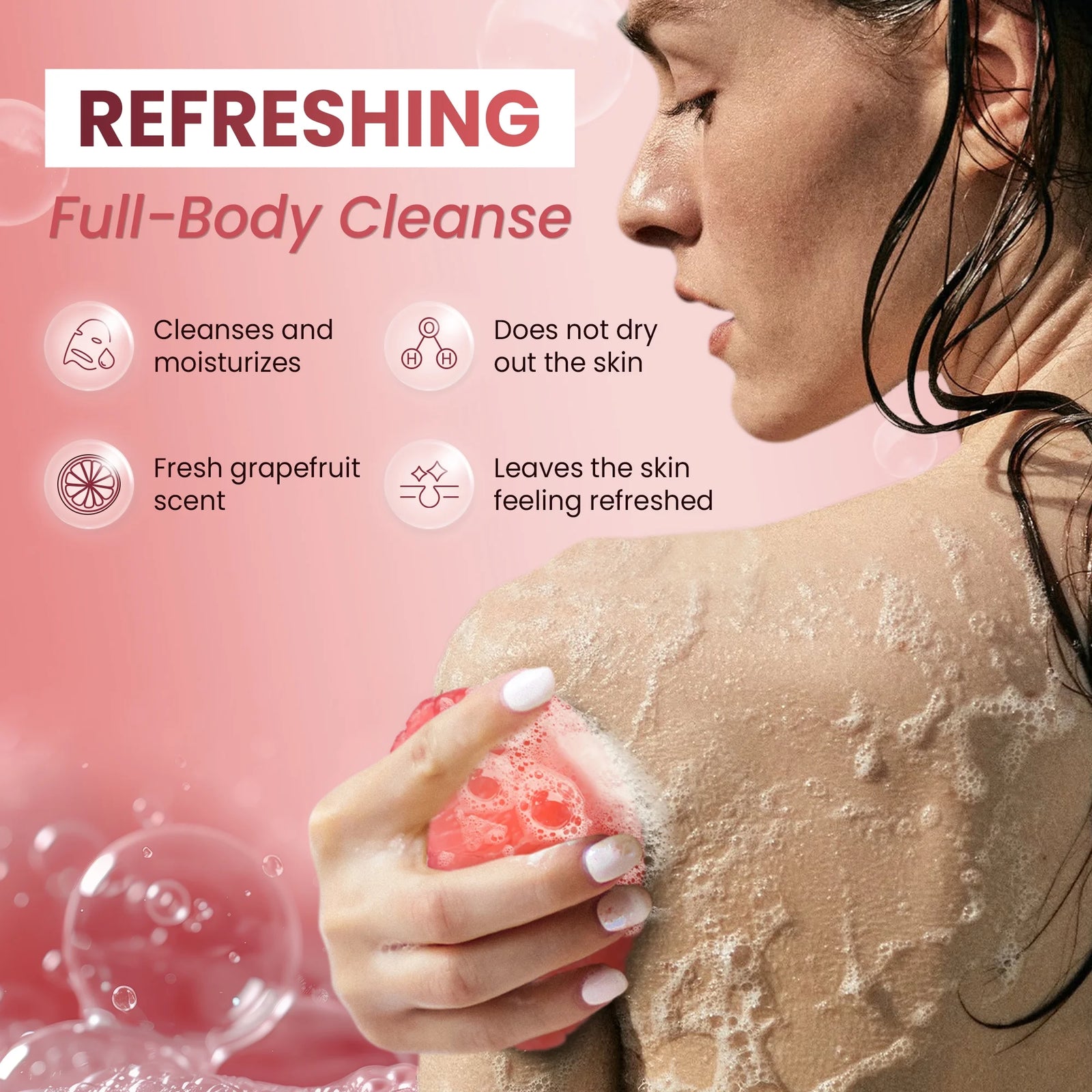Grapefruit Bar Soap 2-Pack, Fruit-Shaped, Exfoliating Moisturizing Vegan Body So