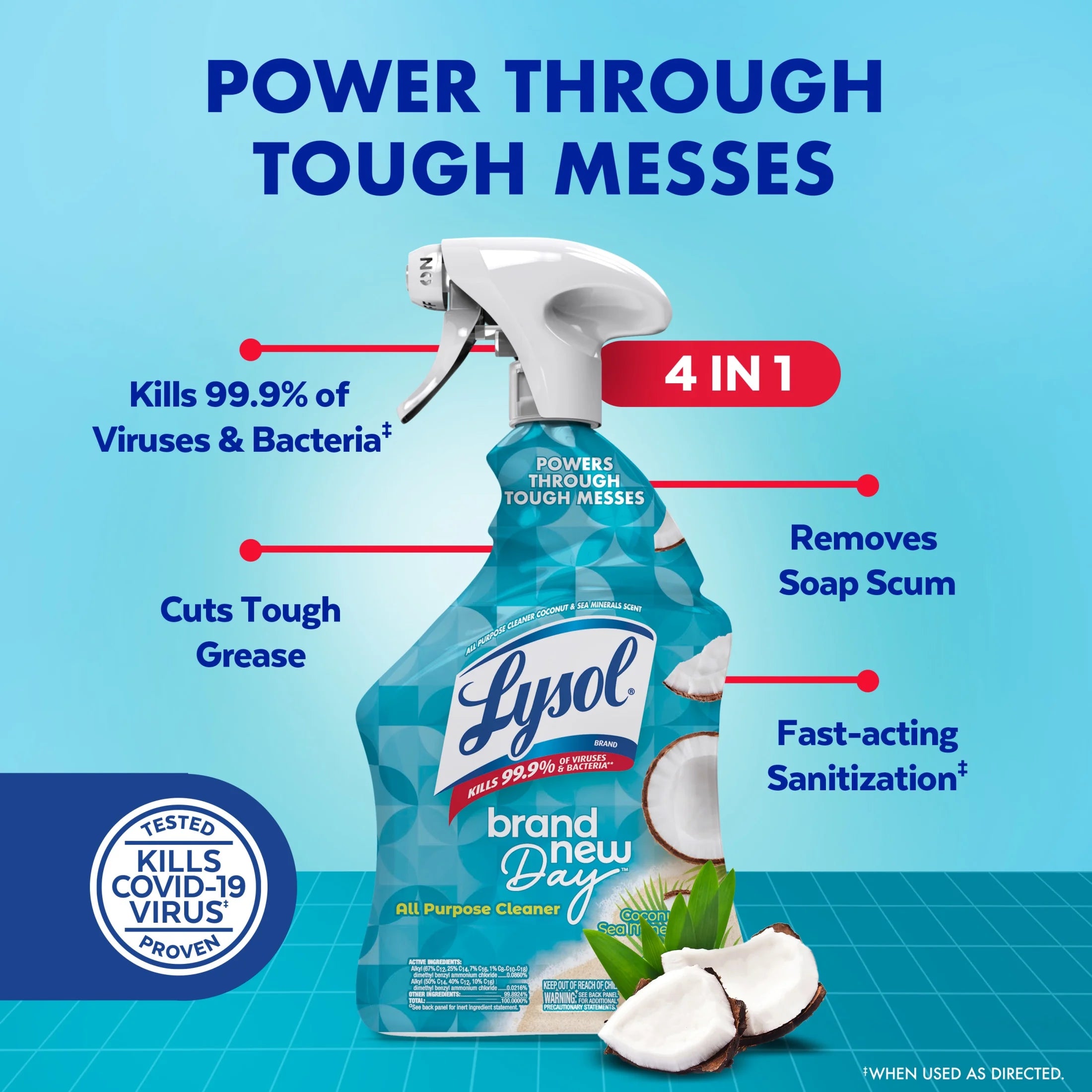 Lysol® All-Purpose Cleaner, Sanitizing and Disinfecting Spray, to Clean and Deodorize, Coconut & Sea Minerals Scent, 32Oz