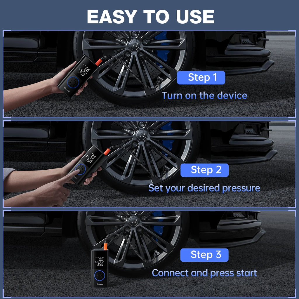 Cordless Portable Tire Inflator - 160 Psi Digital Pressure Gauge, Air Compressor
