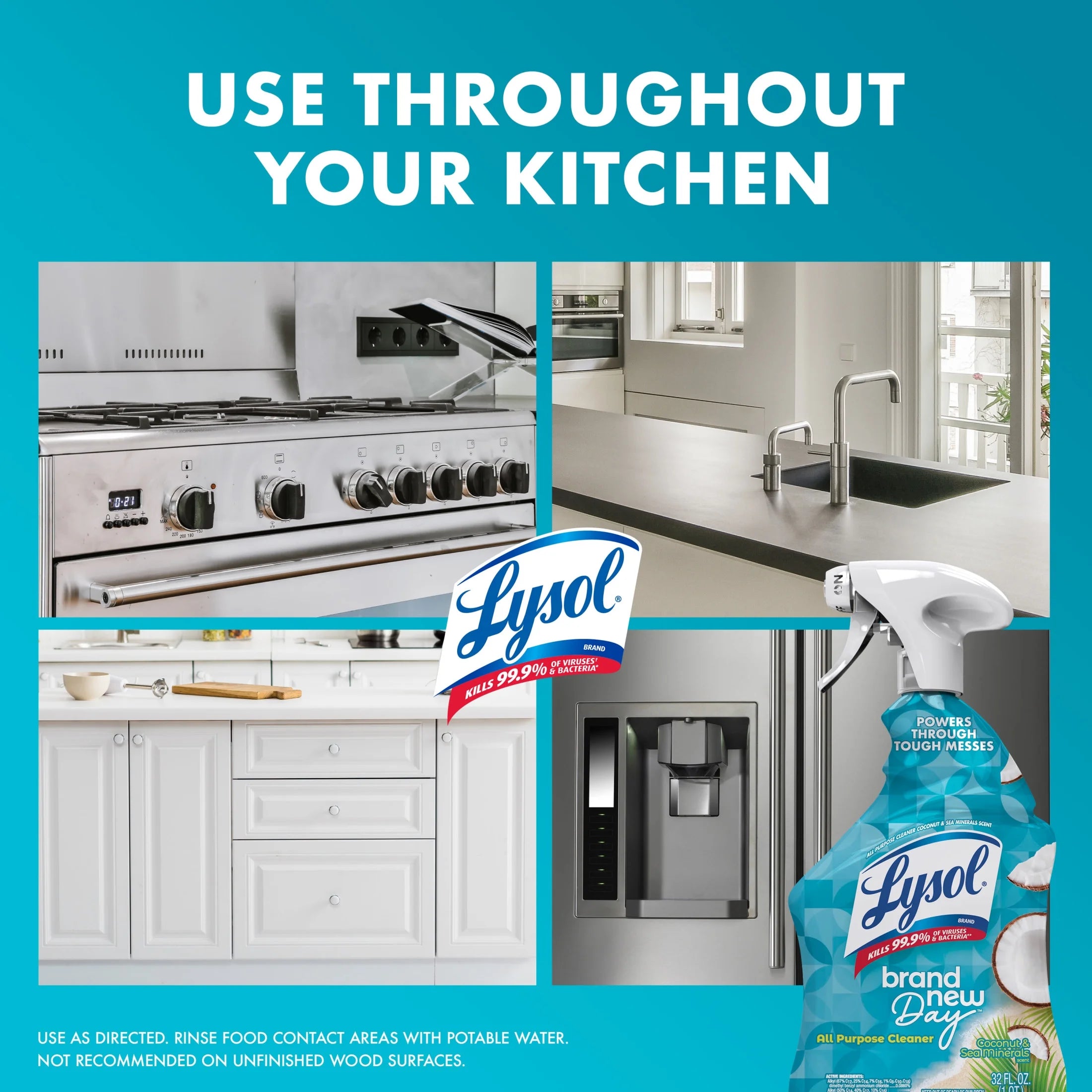 Lysol® All-Purpose Cleaner, Sanitizing and Disinfecting Spray, to Clean and Deodorize, Coconut & Sea Minerals Scent, 32Oz