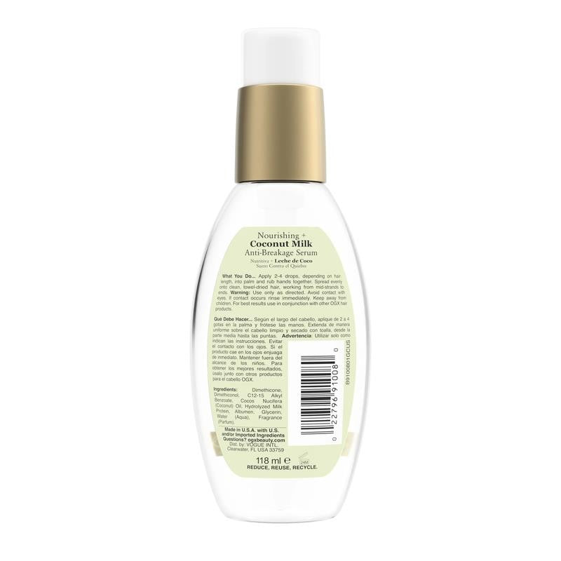 Coconut Milk Moisturizing Strength & Shine, Leave-In Treatment Hair Serum, 4 Fl
