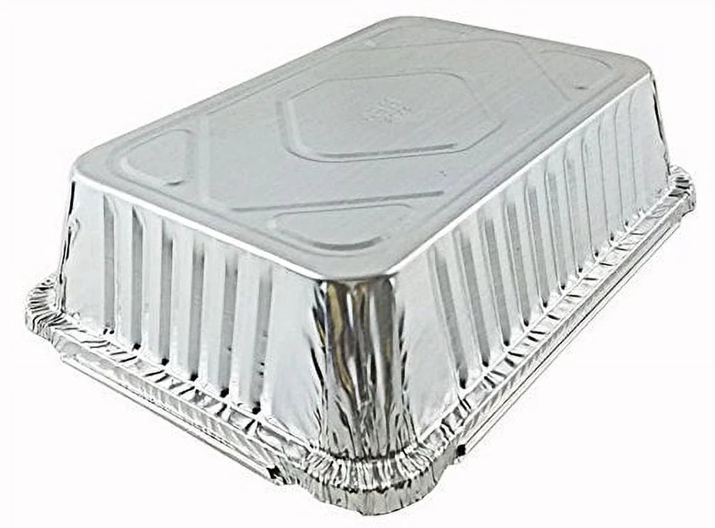 2 1/4 Lb. Oblong Deep Aluminum Foil Take-Out Pan with Board Lid Disposable Conta