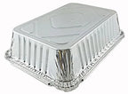 2 1/4 Lb. Oblong Deep Aluminum Foil Take-Out Pan with Board Lid Disposable Conta