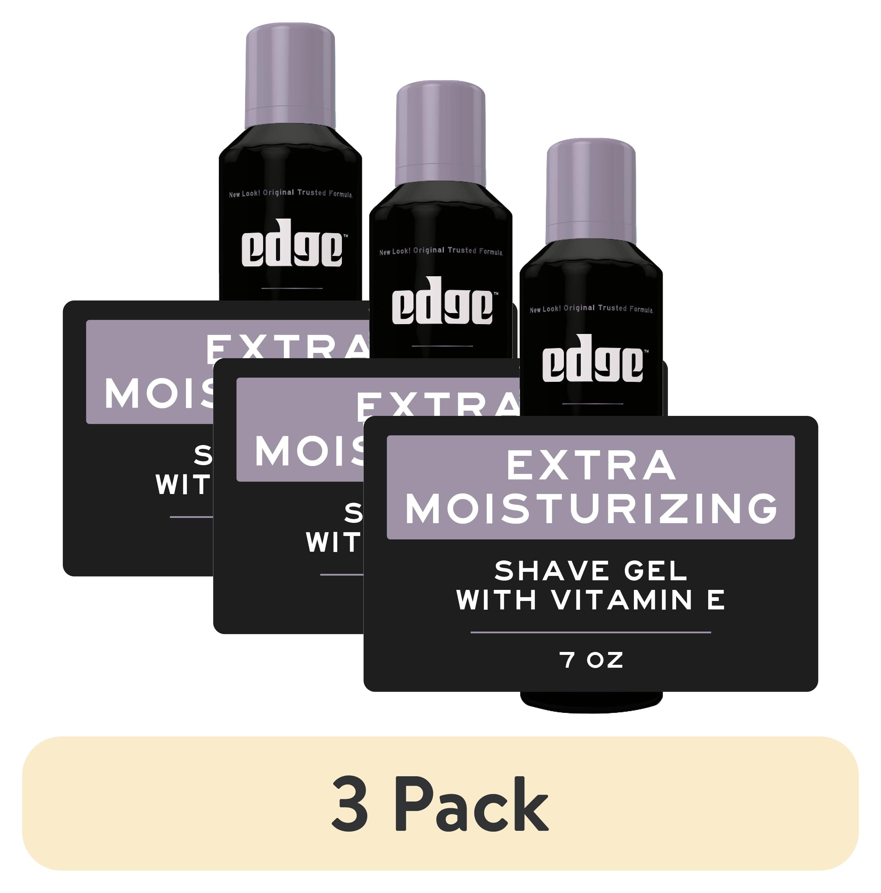 (3 Pack) Edge Extra Moisturizing Shave Gel for Men with Vitamin E, Fresh Scent, 7 Oz