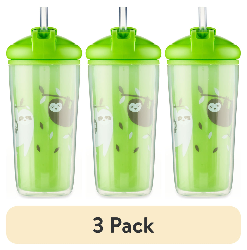 (3 Pack) Parent`S Choice Insulated Non-Spillstraw Cup, 9 Fl Oz, 1 Count, Green