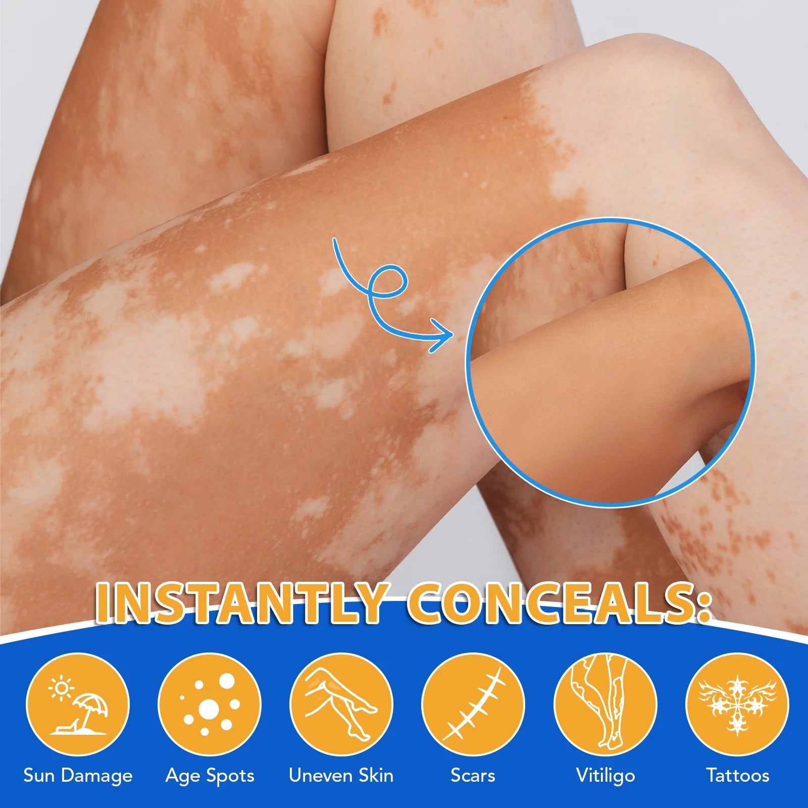 Airbrush Legs Lotion, Flawlessly Covers Leg Imperfections, Long Lasting & Waterproof Leg Makeup Cream,#2 Medium Glow