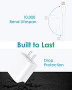 Iphone Charger, 2 Pack 20W PD White Fast Charger Block with 6Ft Fast Charging Cables Compatible with Iphone 14/13/12/11