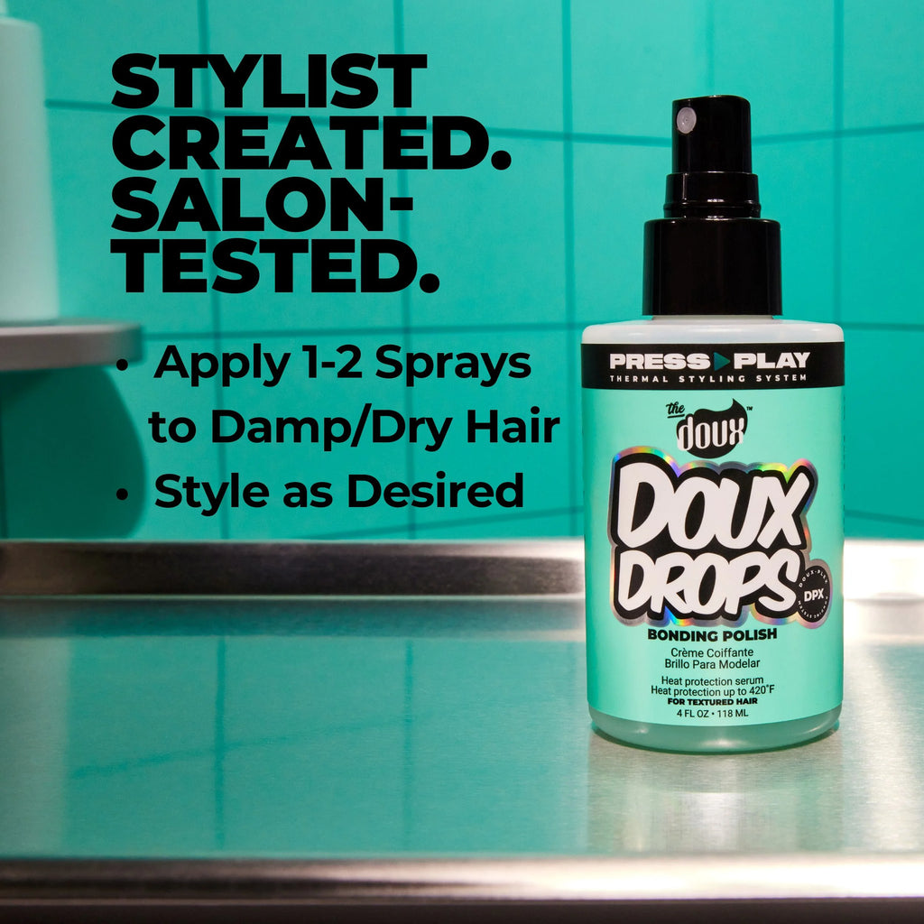 Doux Drops Bonding Polish Heat Protectant Serum 4 Oz., All Hair Types, Moisturiz