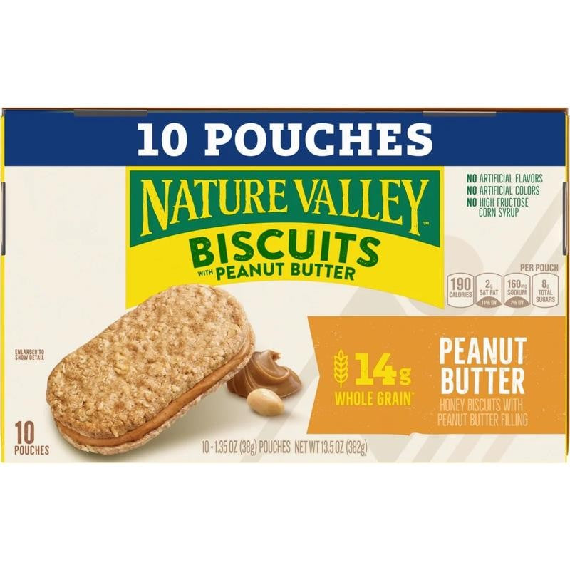 Biscuit Sandwiches, Peanut Butter, Snack Bars, 10 Bars, 13.5 Oz