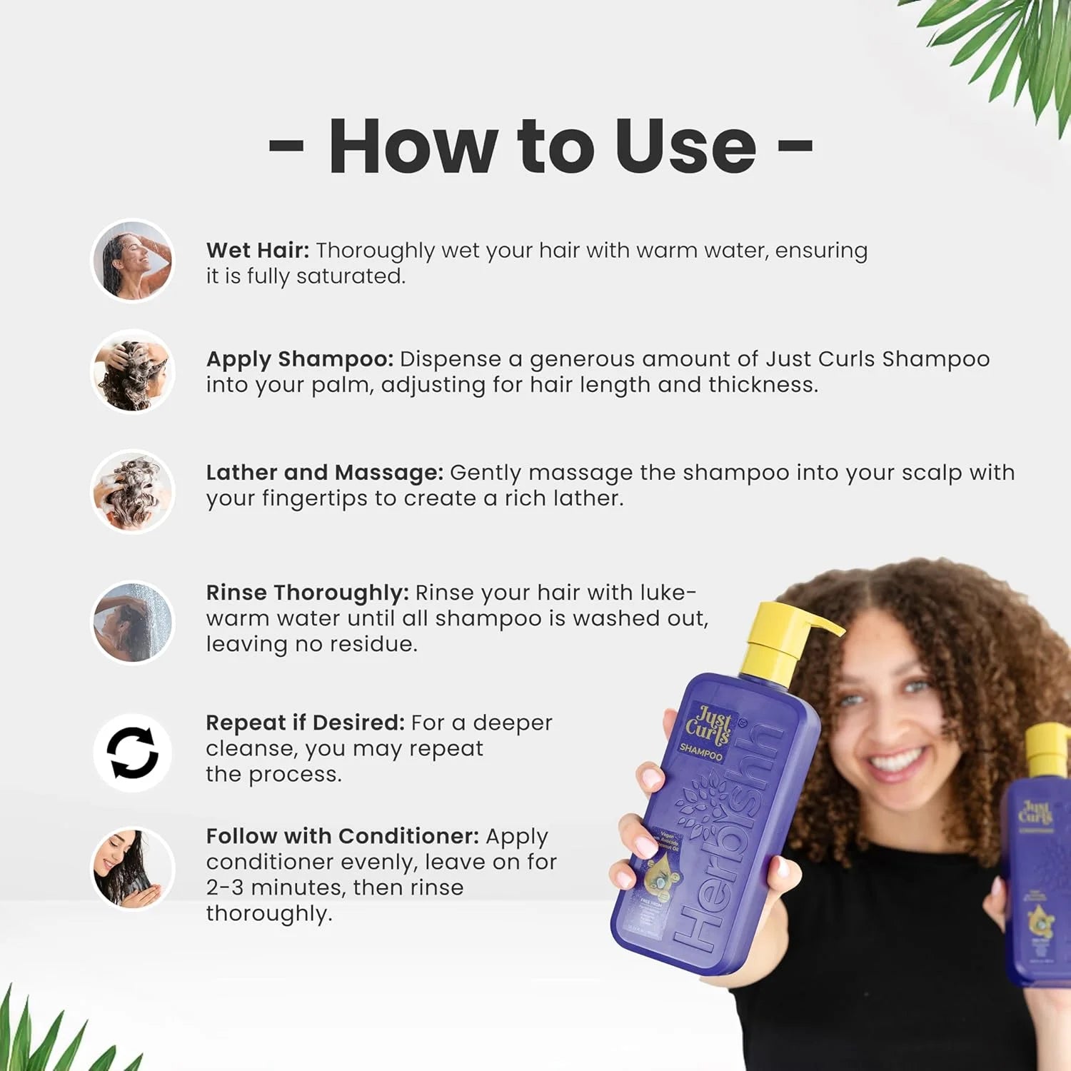 (2 Pack)  Just Curls Coconut & Avocado Oil Infused Curly Hair Shampoo and Conditioner Set, Sulfate-Free Vegan Kit for Curly Hair Care Women & Men Wavy, Curly Hair Products for Nourished Smooth Hair