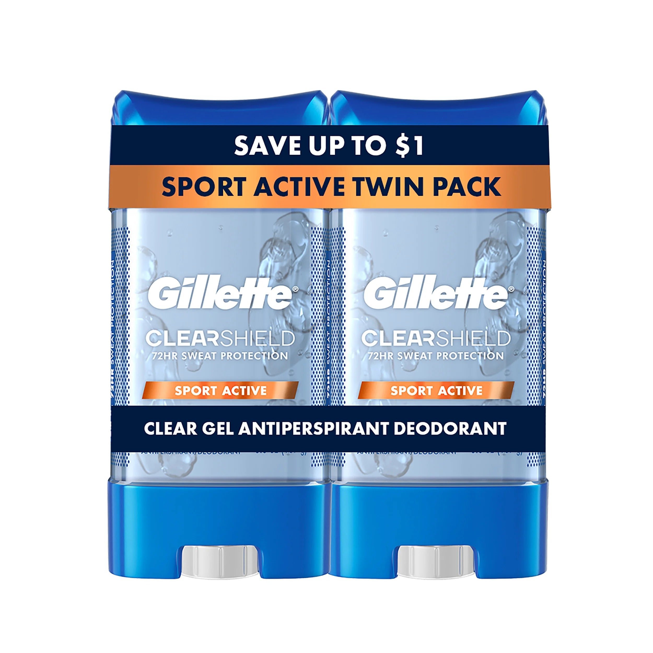 Antiperspirant Deodorant for Men, Clear Gel, Sport Active, Twin Pack, 3.8 Oz