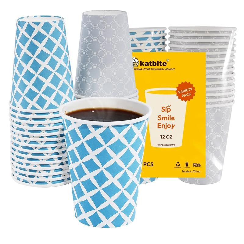 Disposable Paper Cups Eco-Friendly Biodegradable- Large 12 Oz, 28 Count