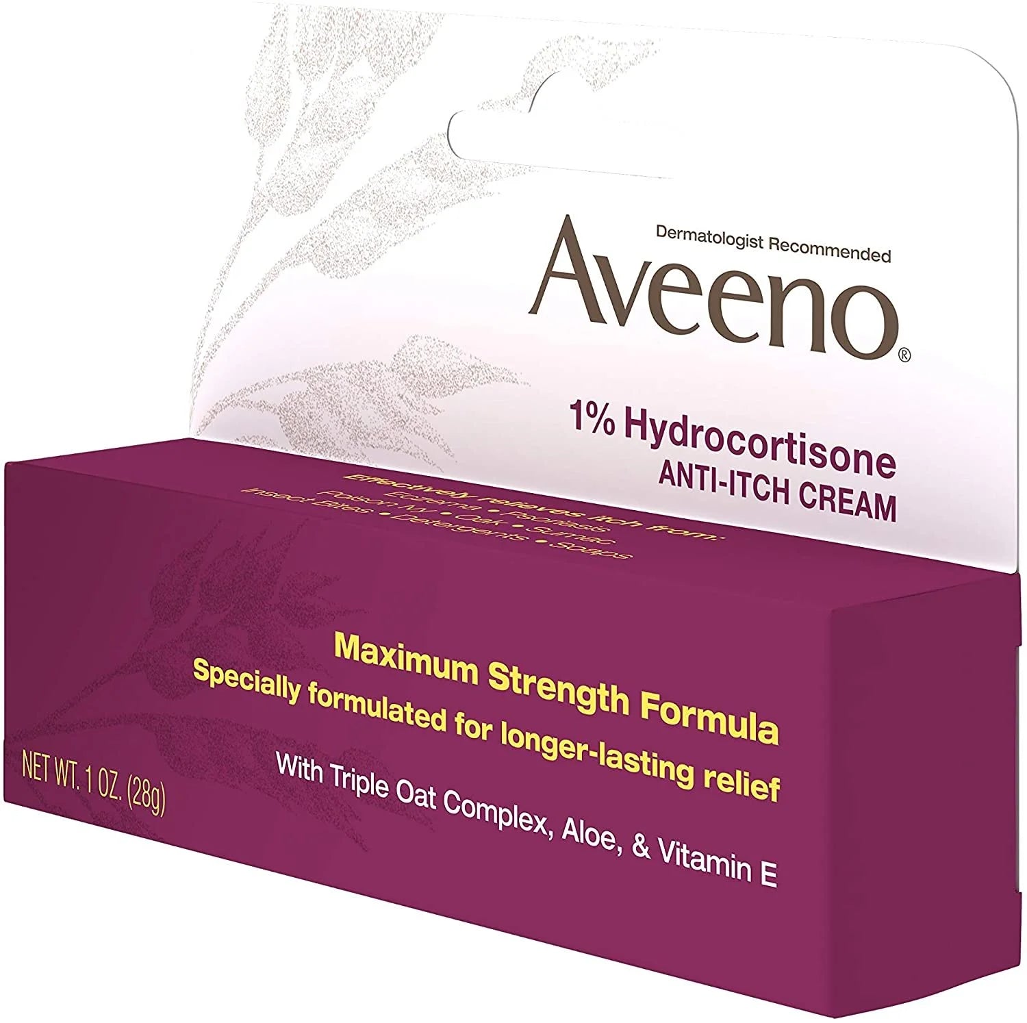 Aveeno 1% Hydrocortisone Anti, Itch Cream, Maximum Strength (Pack of 2)