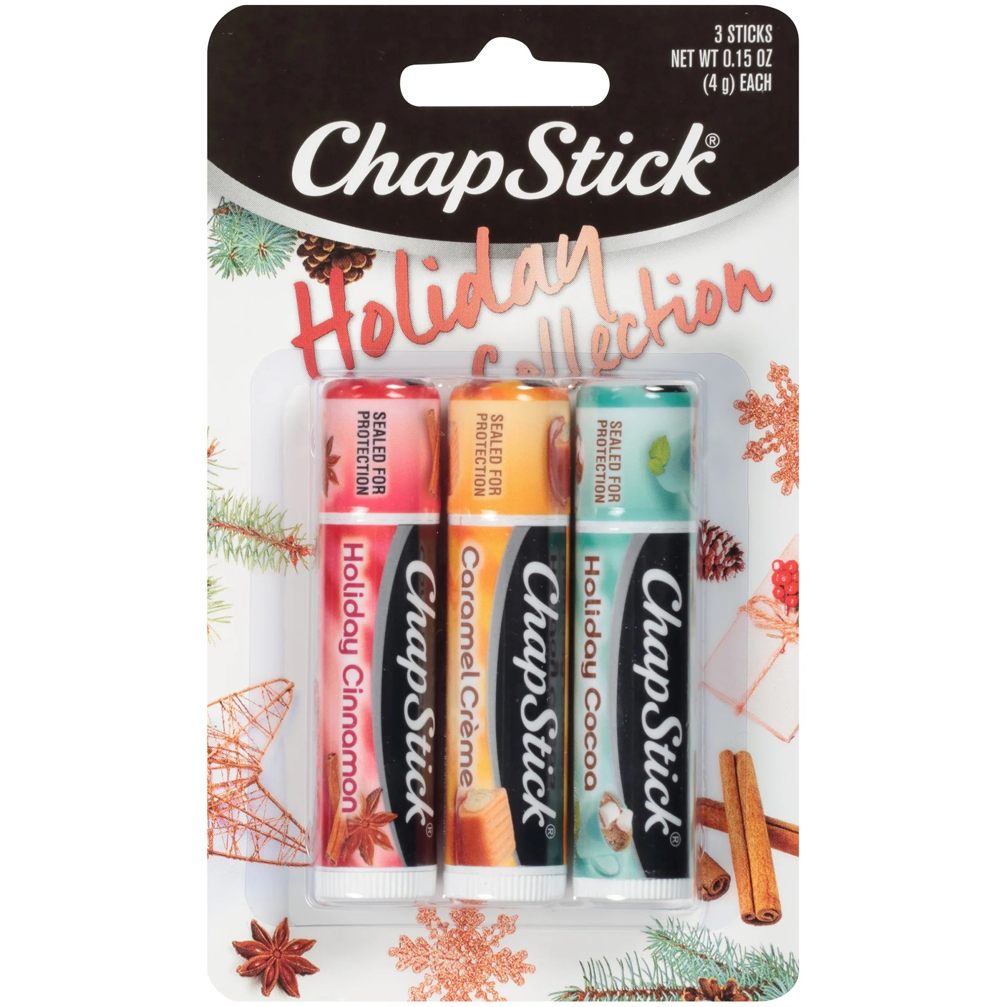 Chapstick Holiday Collection Holiday Lip Balm Tubes Variety Pack - 0.15 Oz (Pack of 3)