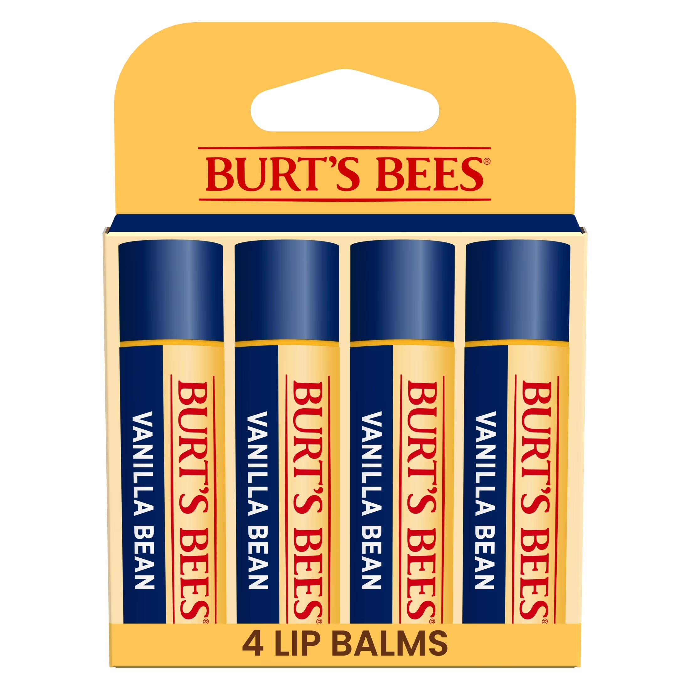 Burts Bees Vanilla Bean Lip Balm, 4-Pack, 0.15 Oz.