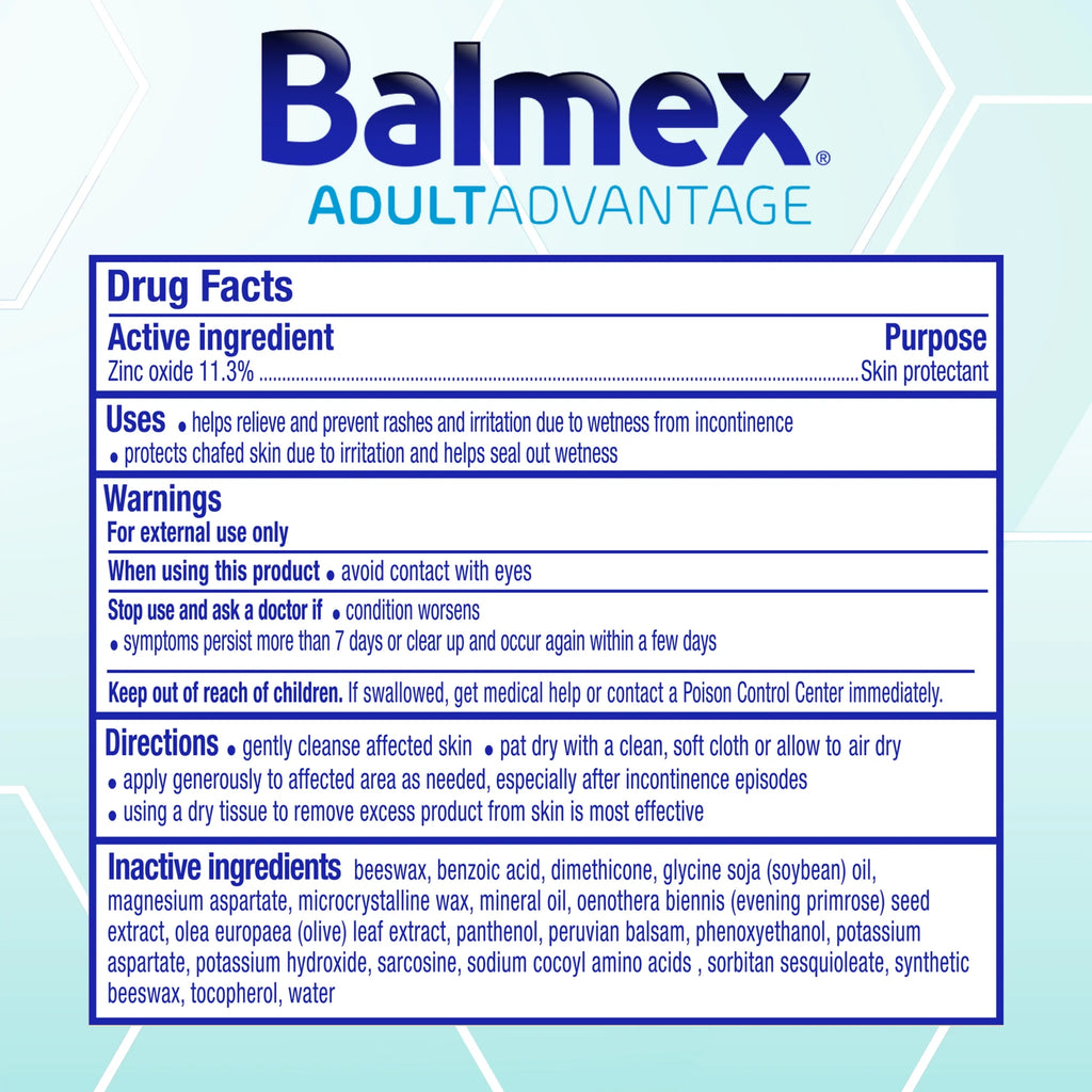 Balmex Adult Advantage B-Protected Skin Relief Cream, with Skinshield Technology to Protect, Soothe and Heal Sensitive Skin, 12Oz