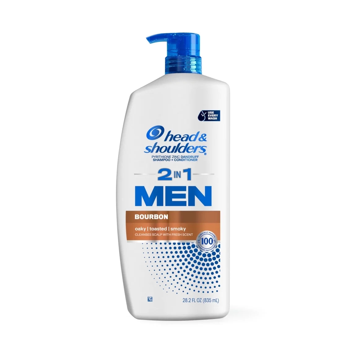Head and Shoulders Mens 2 in 1 Dandruff Shampoo and Conditioner, Anti-Dandruff Treatment, Bourbon for Daily Use, Paraben Free, 28.2 Oz