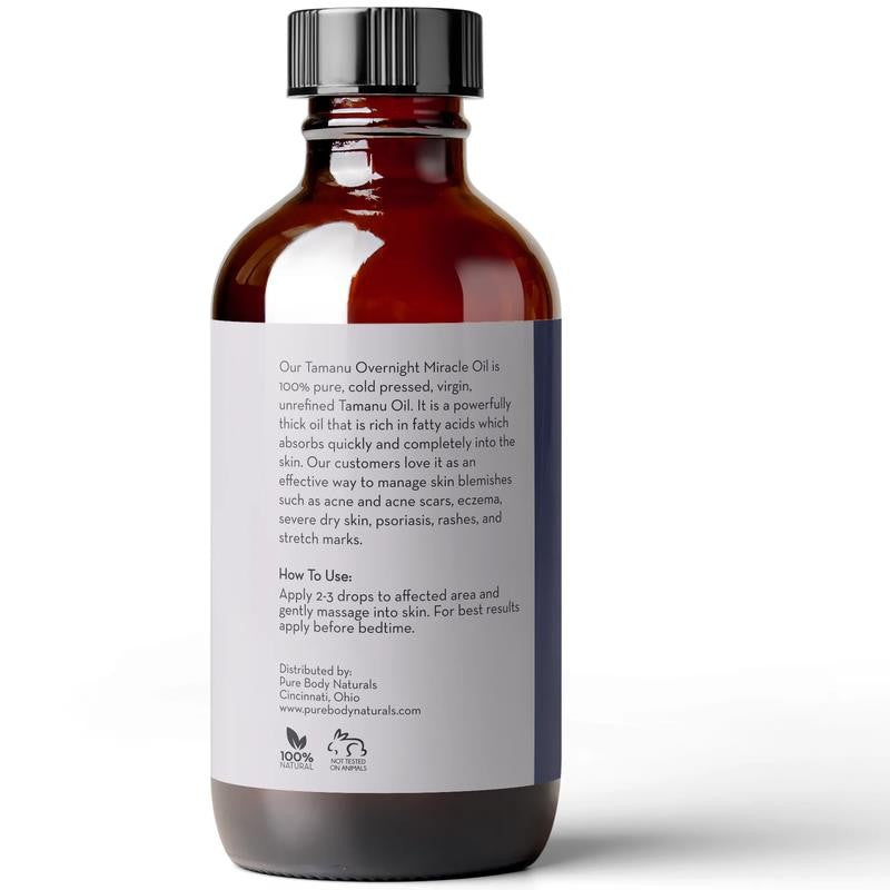 Cold Pressed Tamanu Oil, 4 Fl Oz - Calms Irritated Skin - Moisturises Dry Scaly