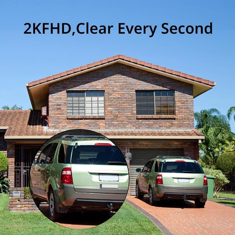 2K Security Camera Outdoor, 2.4Ghz Wi-Fi 360° View Pan/Tilt Wired Camera for Hom