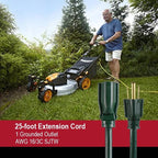 25FT 16AWG 3 Prong Green Single Outlet Outdoor Extension Cord