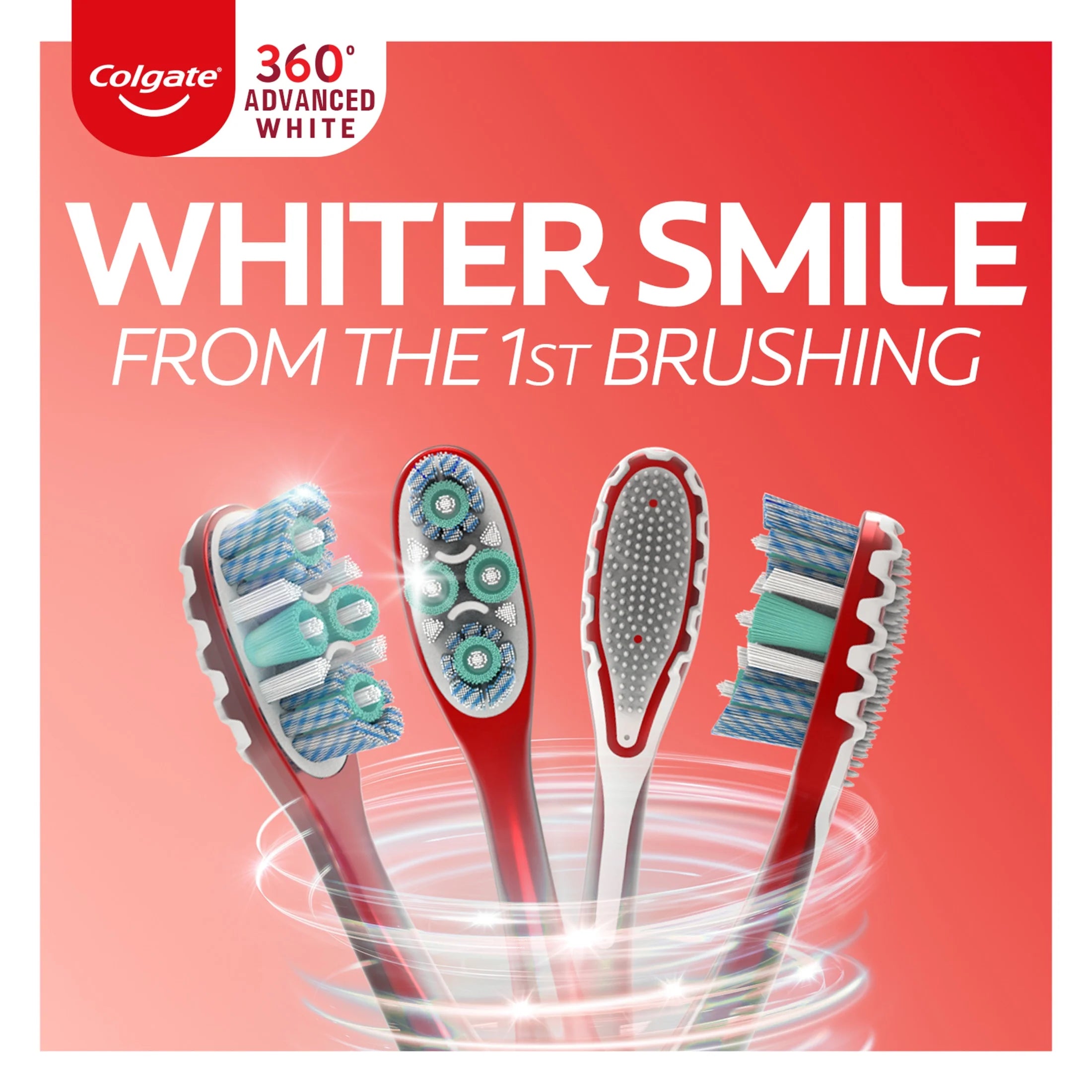 360 Advanced Whitening Soft Toothbrush Pack, 4 Count