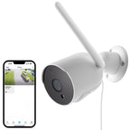 1080P Outdoor Security Camera - Weatherproof, Night Vision, Wi-Fi 2.4 Ghz, White