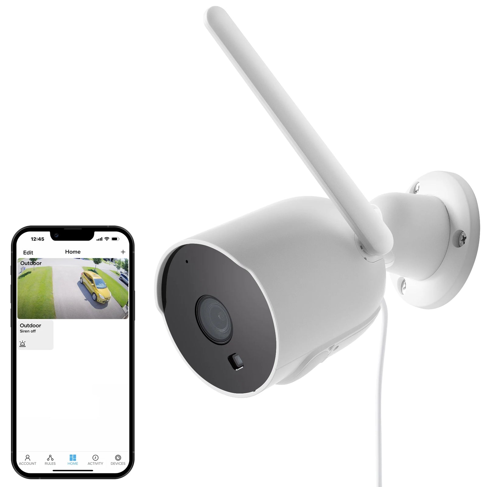 1080P Outdoor Security Camera - Weatherproof, Night Vision, Wi-Fi 2.4 Ghz, White