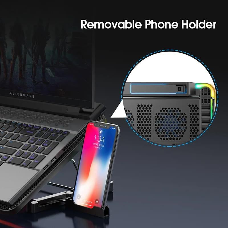 15.6-17.3Inch Laptop Cooling Pad with 6 Quiet Fans,7 Height & Wind Speed Adjusta