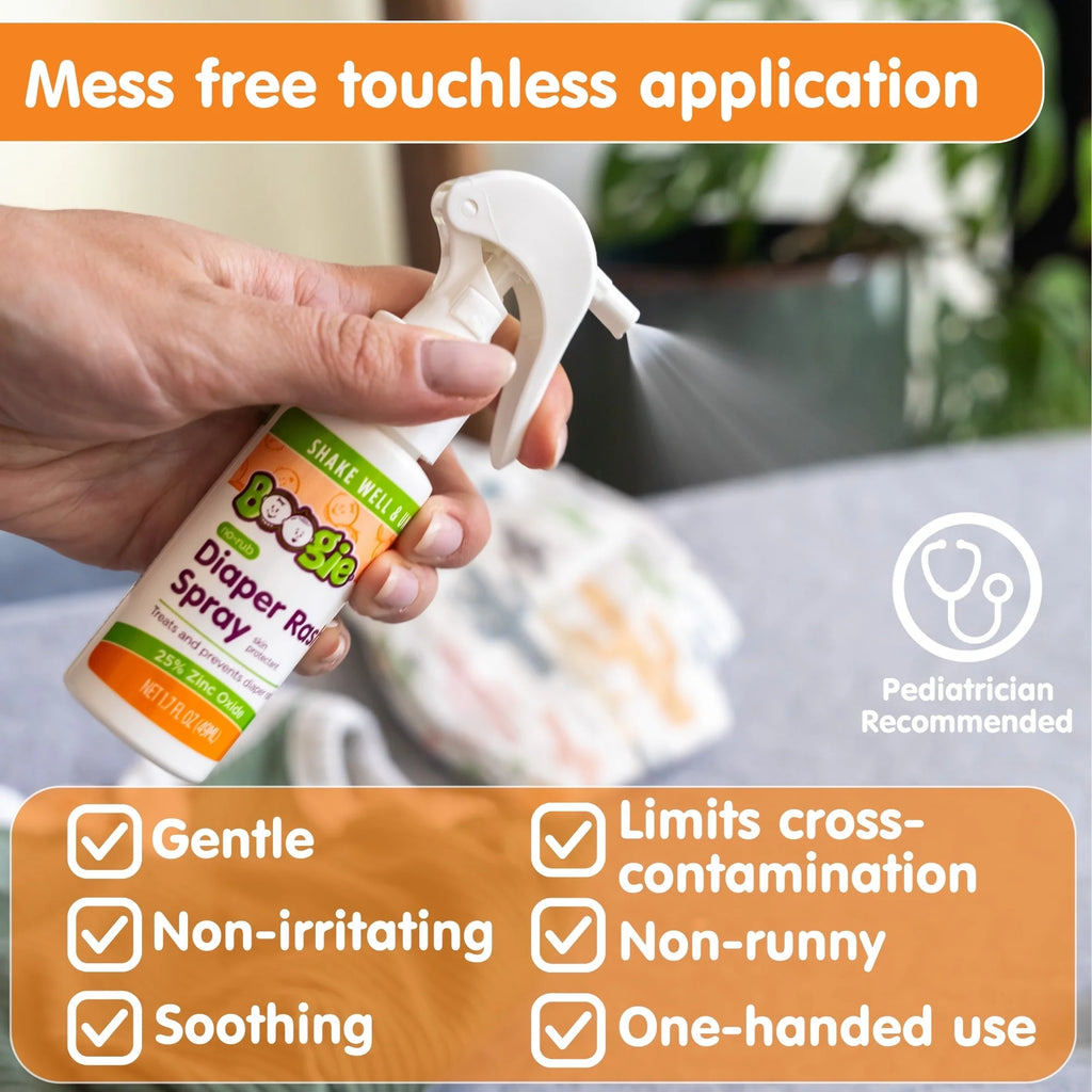 Boogie No-Rub Liquid Diaper Rash Spray with Zinc Oxide, 1.7 Fl Oz