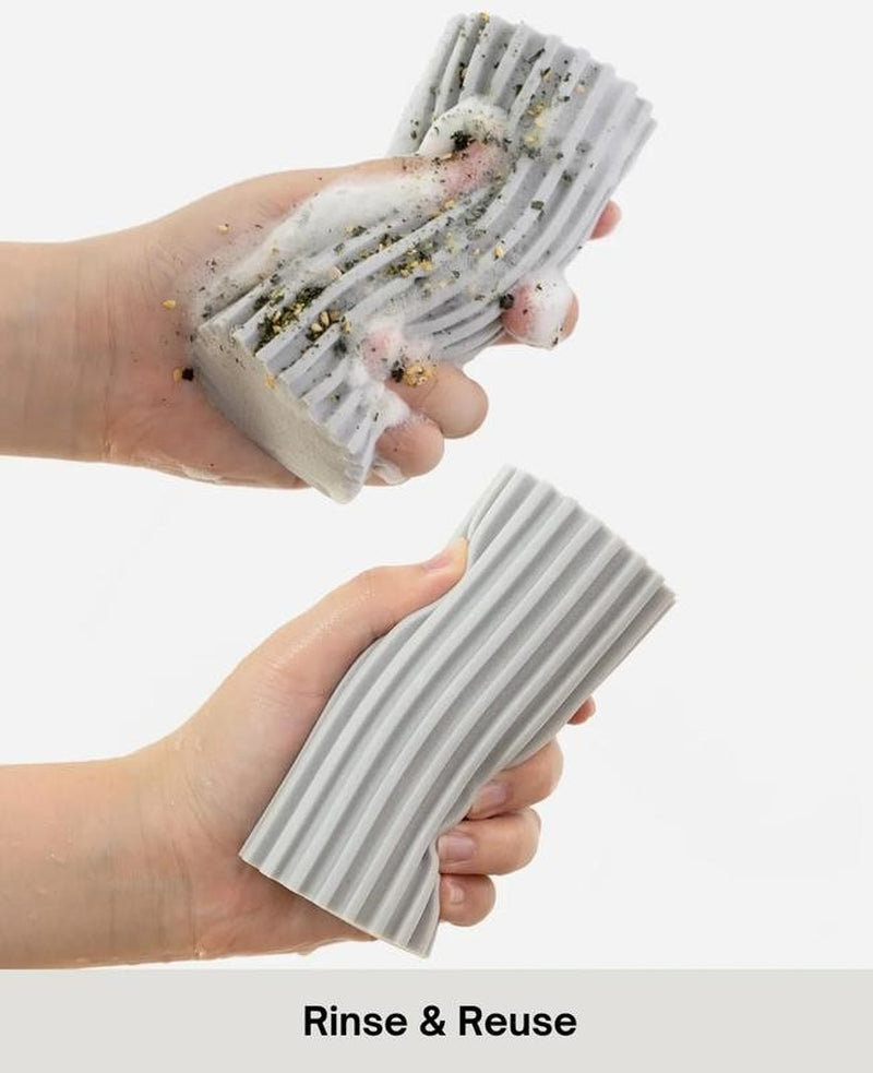 4-Pack Damp Clean Duster Sponge, Grey, Magic Reusable Sponge for Housekeeping, Z