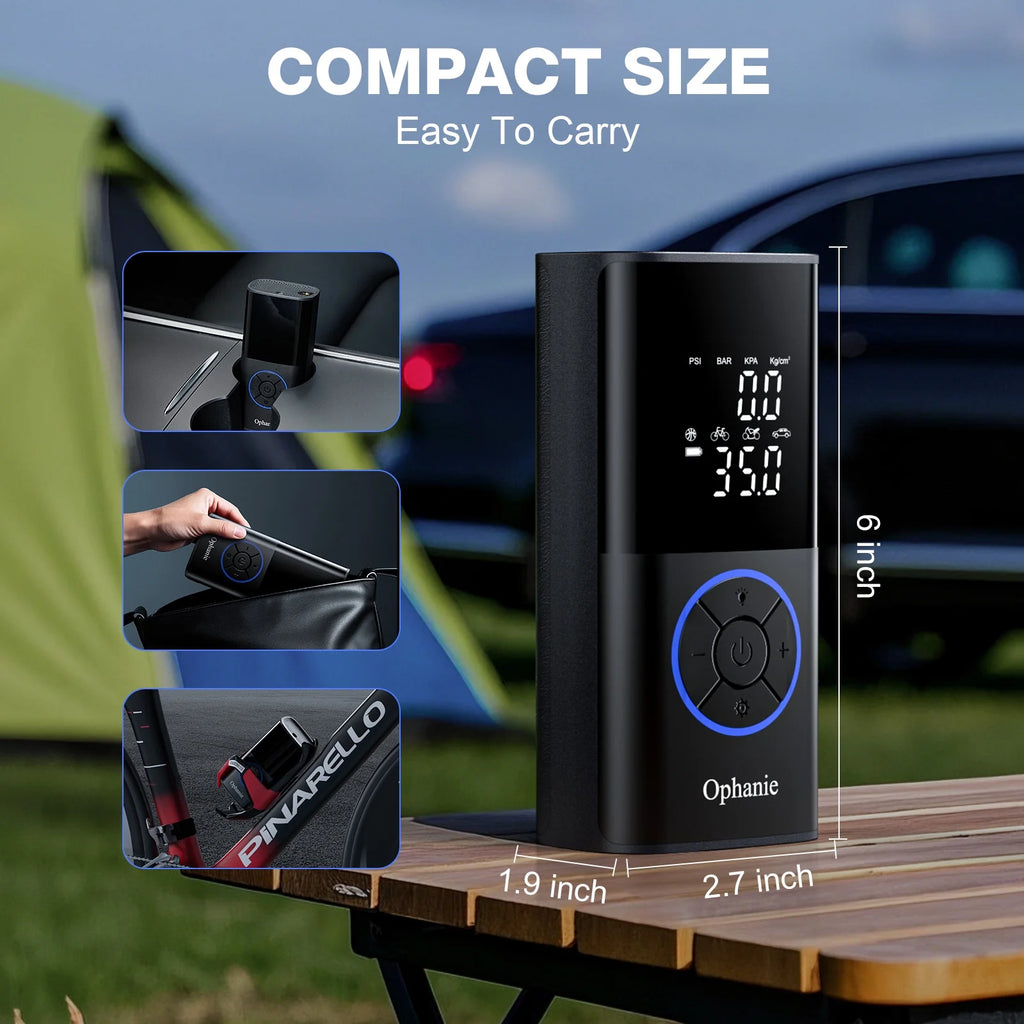 Cordless Portable Tire Inflator - 160 Psi Digital Pressure Gauge, Air Compressor