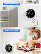 Digital Kitchen Timer, 2 Pack Magnetic Timer with Large LED Display Screen, 3 Vo