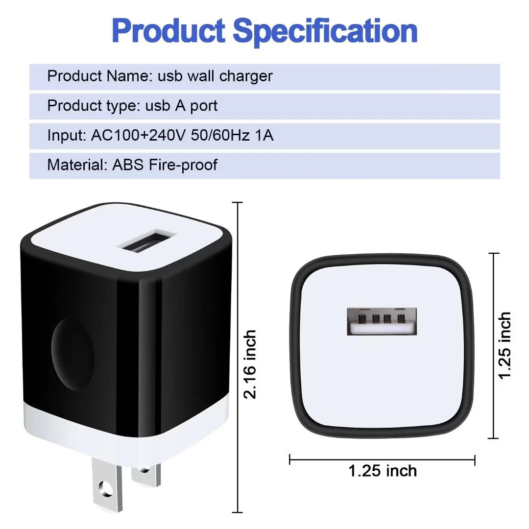 Charger Block,Usb Wall Charger Adapter with Coiled Type C Cable 6Ft,Ailkin 5V/1A Wall Charger Block Fast Charging Station Power Base Charger Block Plug Brick Usb Wall Charger