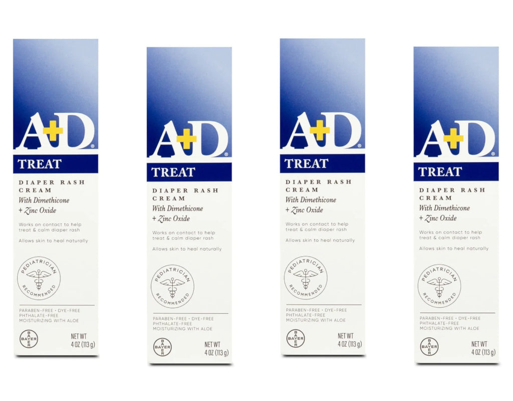 4 Pack A+D Diaper Rash Cream with Aloe Diaper Rash Cream 4 Oz Each