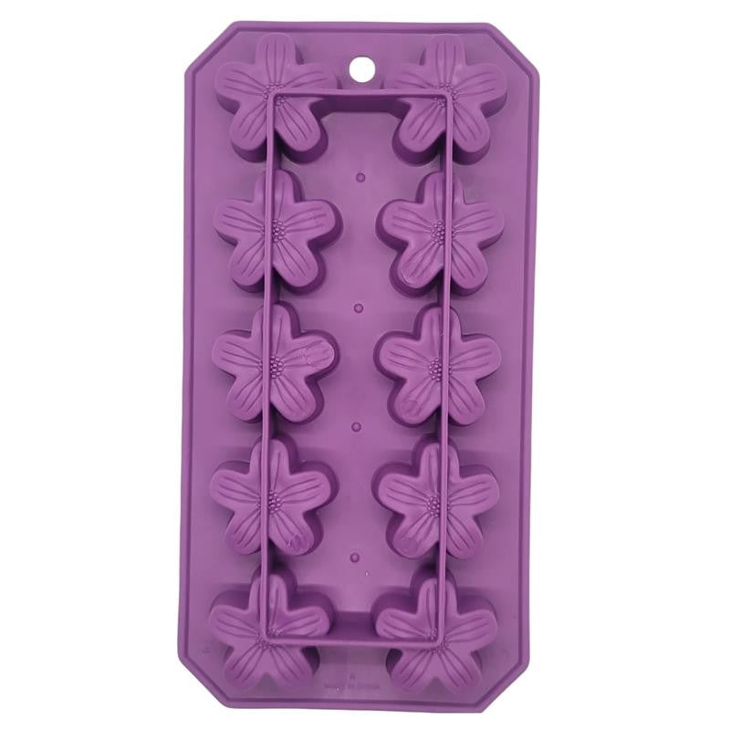 Flexible Thermoplastic 10-Cube Ice Cube Tray - Fun Flower Shapes 3 Pack