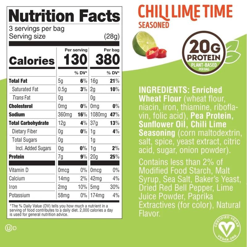 Fitzels Protein Pretzels Snack,Chili Lime Time, 20G of Protein, 8 Pack