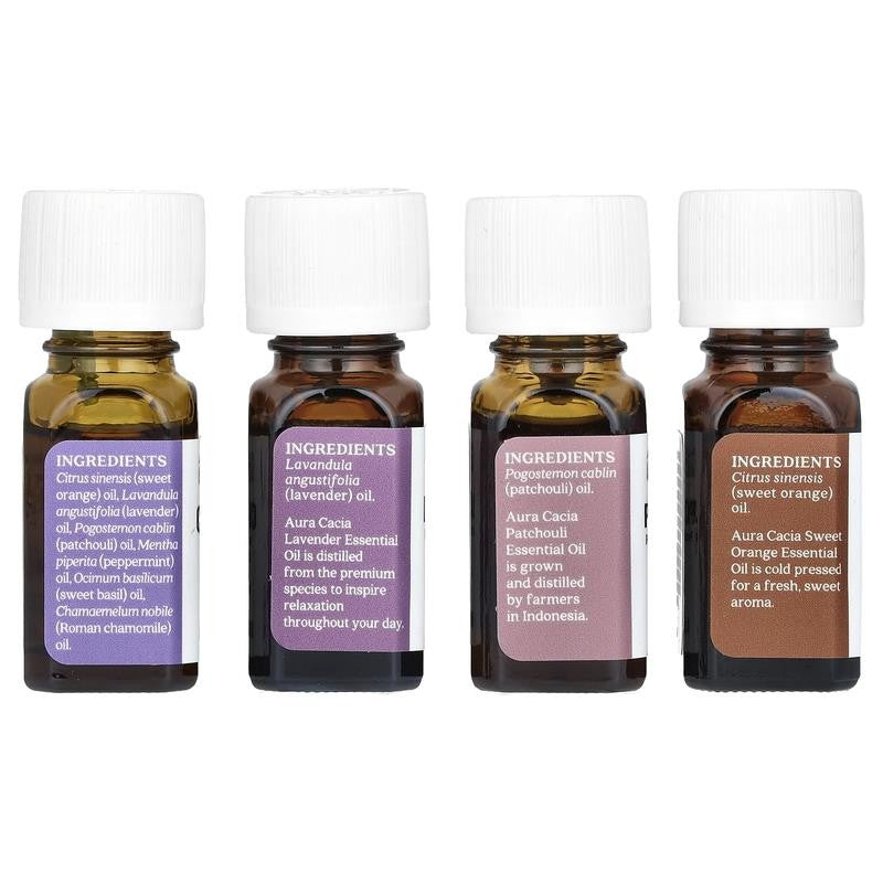 Discover Relaxation Pure Essential Oils Kit, 0.25 Fl Oz Bottles (4 Pack)