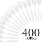 Disposable Plastic Forks Mediumweight Cutlery Utensils, 400 Pack