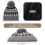 3 PCS Winter Hat Scarf Gloves Set, Long Scarf Neck Warmer Beanie with Pom Pom To