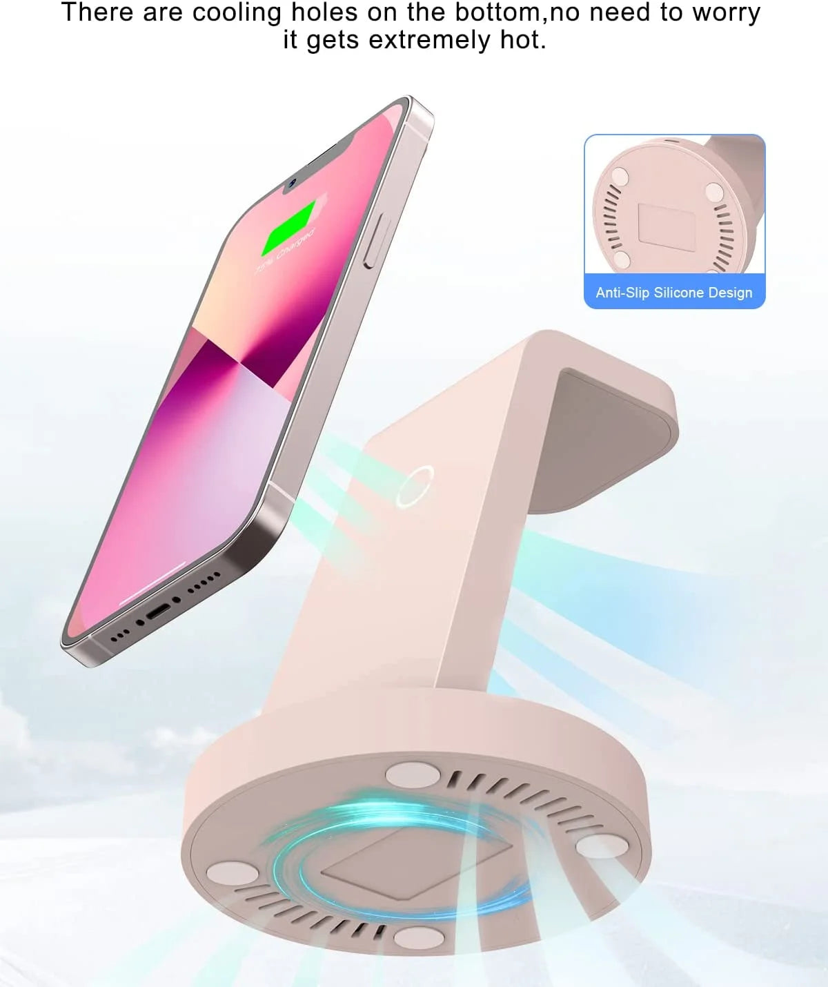ETEPEHI Wireless Charging Station: 3 in 1 Wireless Charger Compatible for Iphone Iwatch Airpods -Pink
